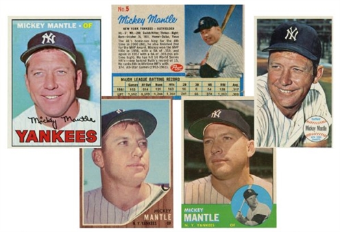 1962-1967 Mickey Mantle Collection of (5) Cards 